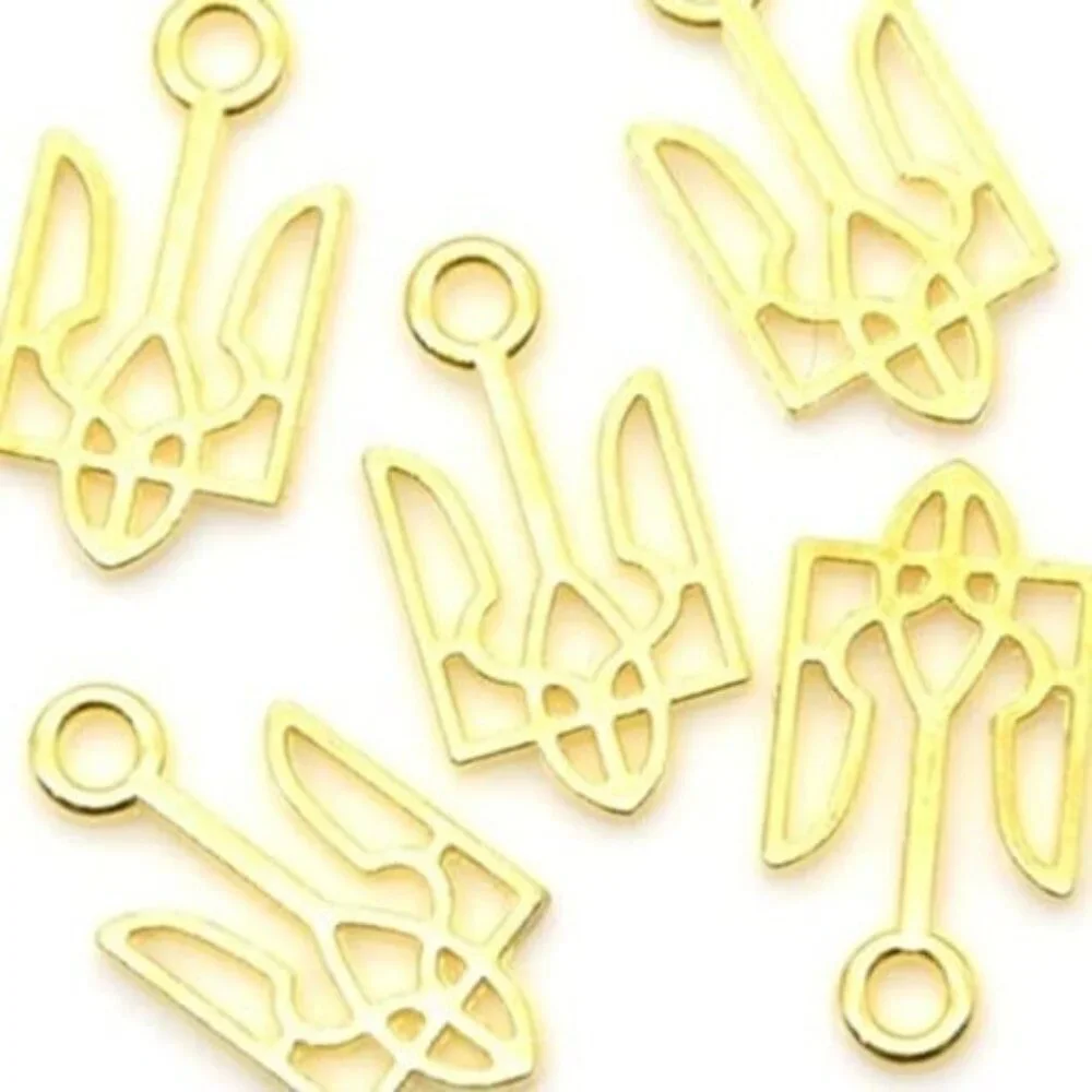4 Ukraine Trident National Symbol Gold Plated Slava Ukraini Charms